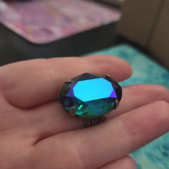 BellaLili Empress Maria Adjustable Silver Plated Swarovski Jewel Cocktail Ring - Picture 4 of 7